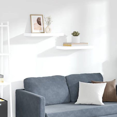 vidaXL Półki ścienne, 2 szt., wysoki połysk, białe, 50x23x3,8 cm, MDF