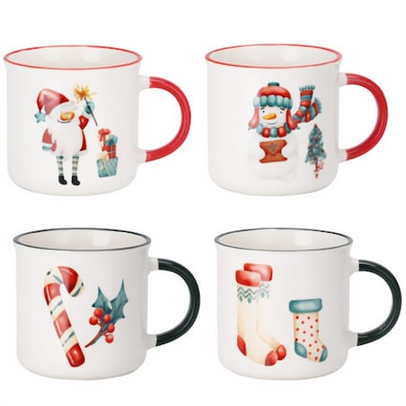 Komplet 4 kubków świątecznych, 200 ml