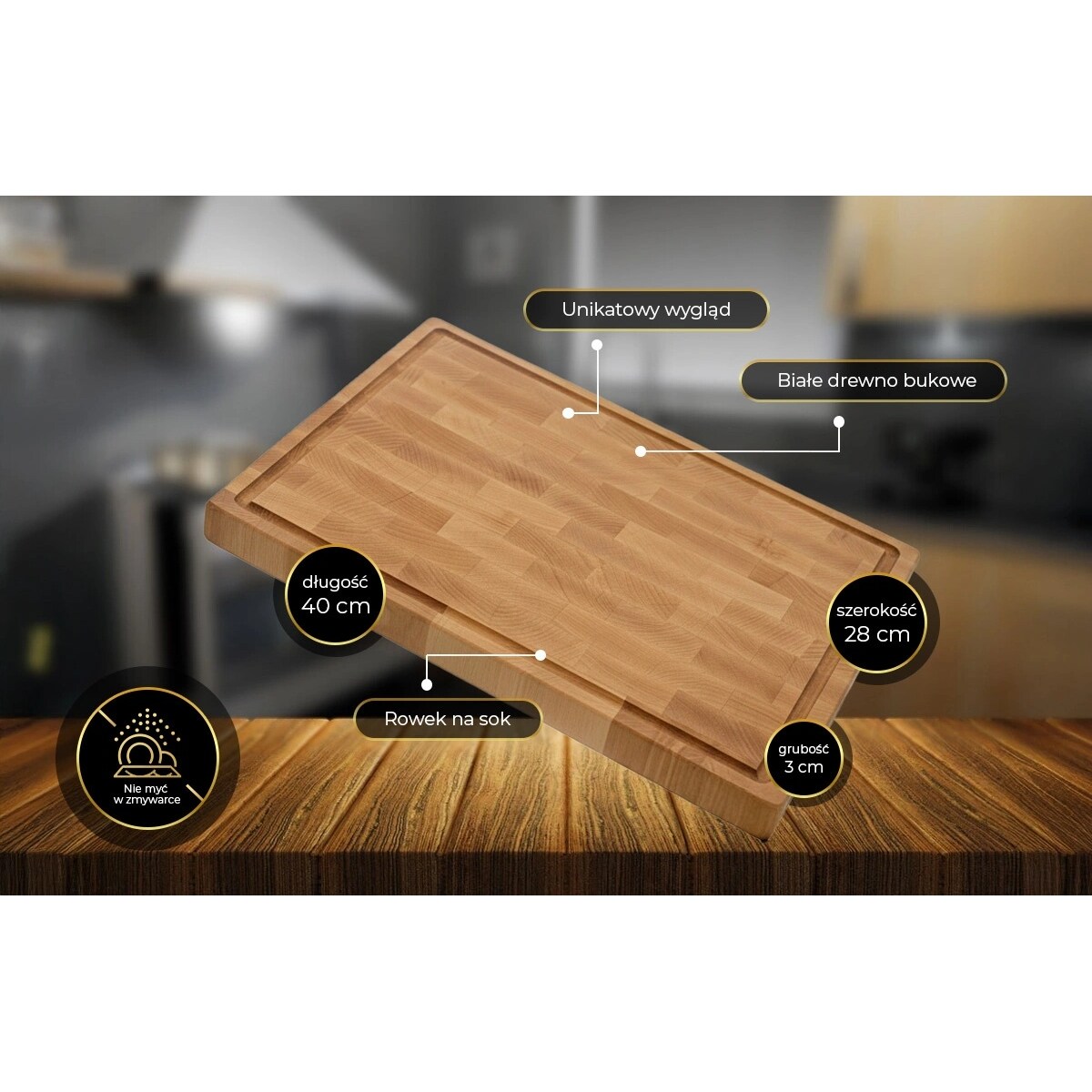 Shiori 撓 Shiro Chesū-ban deska do krojenia z białego buku