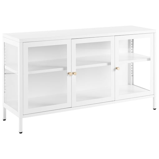 Szafka ze szklanymi drzwiami NEWPORT Metal 115 cm Biały
