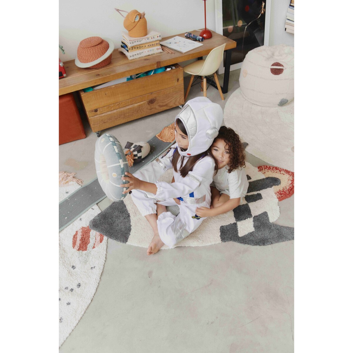 Dywan bawełniany Rakieta do prania w pralce, "Mom, I want to be an astronaut" Lorena Canals