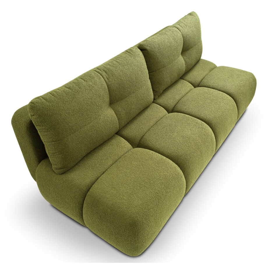 Kanapa trzyosobowa MILA rozkładana bez boczków obita tkaniną boucle zielona