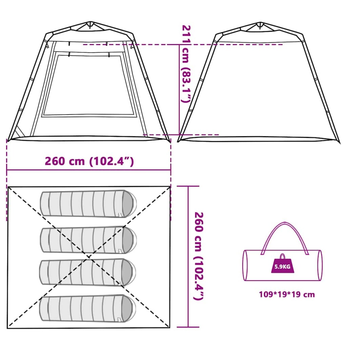 vidaXL Namiot wędkarski, 4-os., oliwkowy, szybkie rozkładanie