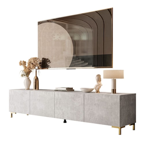 Szafka RTV COLGANTE 200 beton nogi plastikowe złote