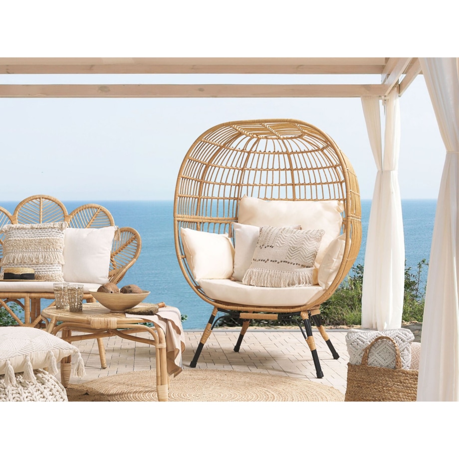 Fotel kokon z technorattanu naturalny VEROLI