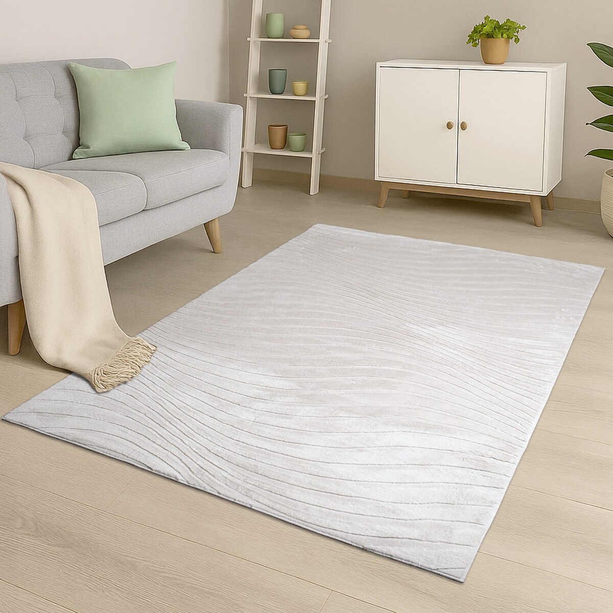 Dywan nowoczesny 3D, miękki Waving 5030 Jasnoszary/Taupe 120x170