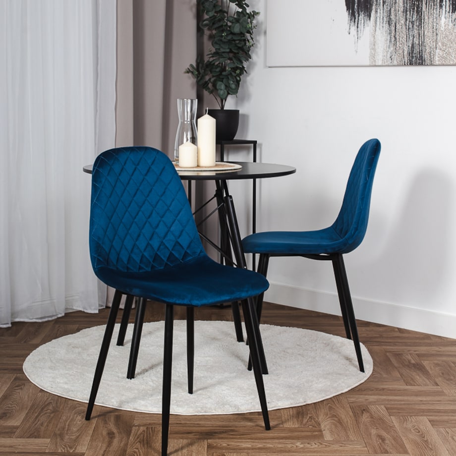 Krzesło tapicerowane do salonu jadalni nowoczesne pikowane do granatowe