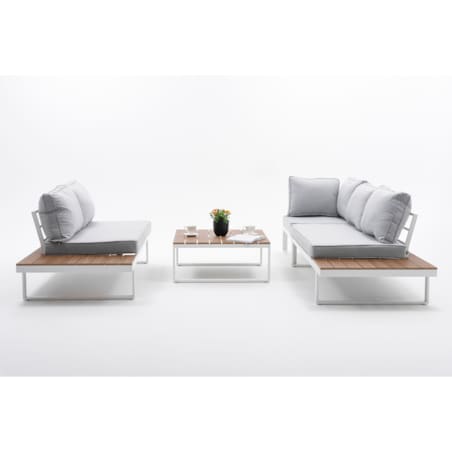 Meble ogrodowe narożnik nowoczesny aluminium MALE biały