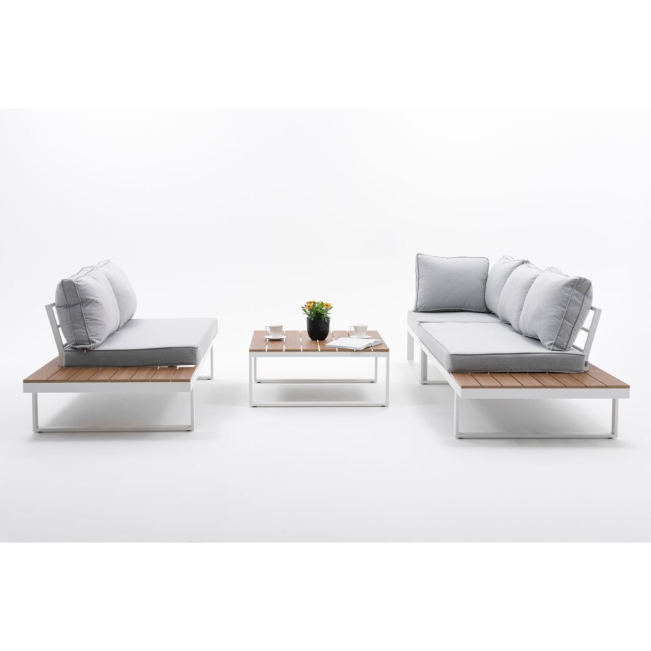 Meble ogrodowe narożnik nowoczesny aluminium MALE biały