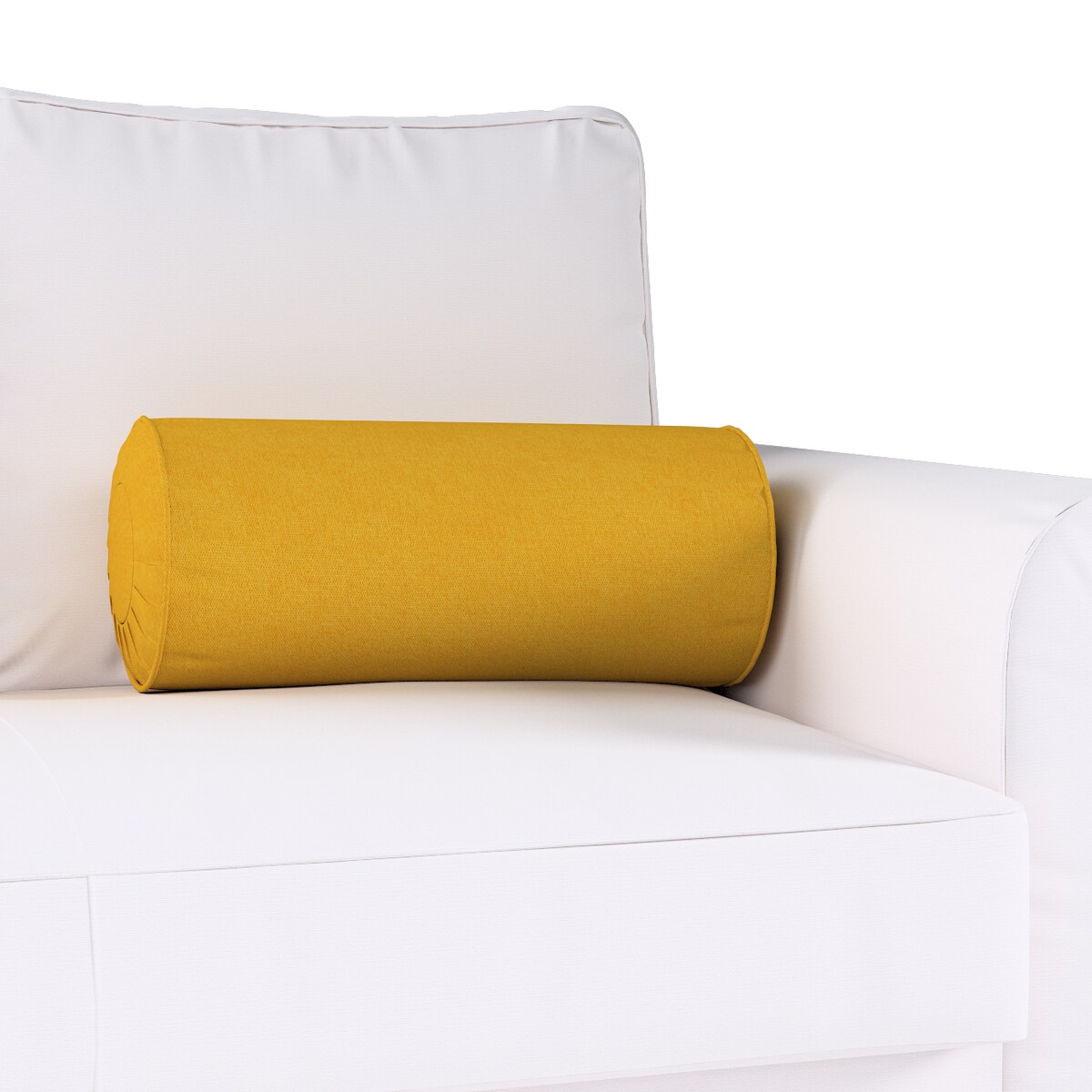 Poduszka wałek z zakładkami, musztardowy szenil, Ø20 x 50 cm, Etna