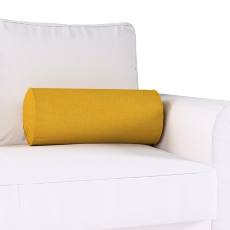 Poduszka wałek z zakładkami, musztardowy szenil, Ø20 x 50 cm, Etna
