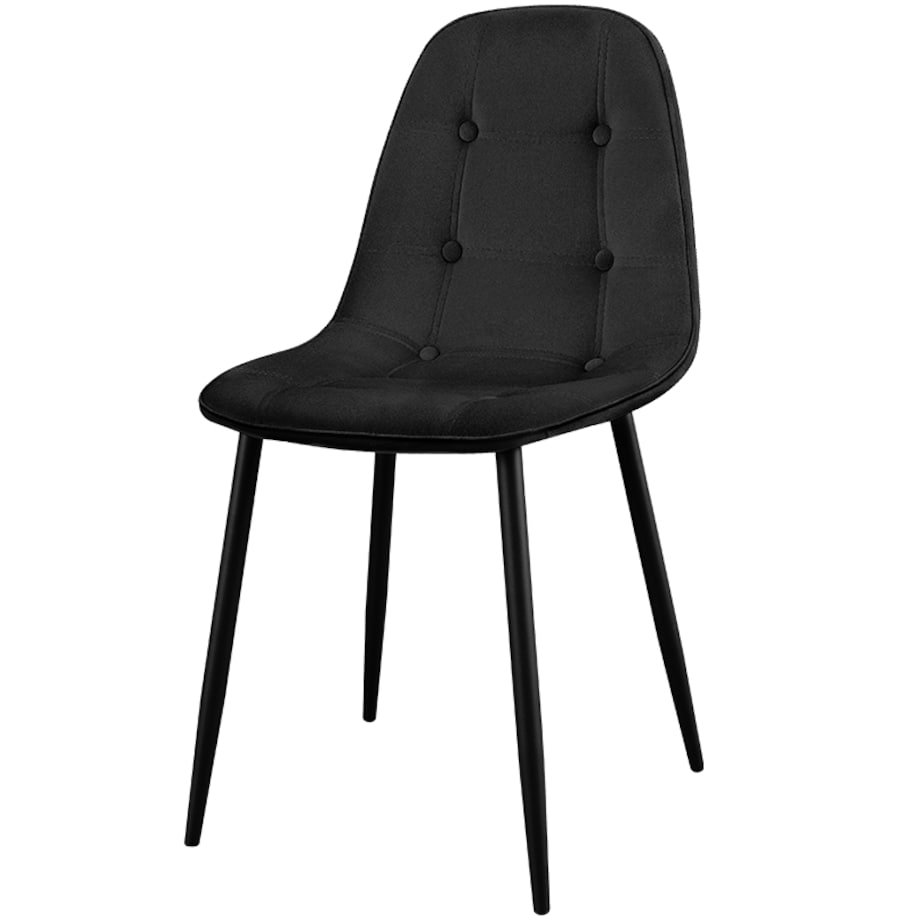 Krzesło tapicerowane czarne welurowe pikowane guziki do salonu