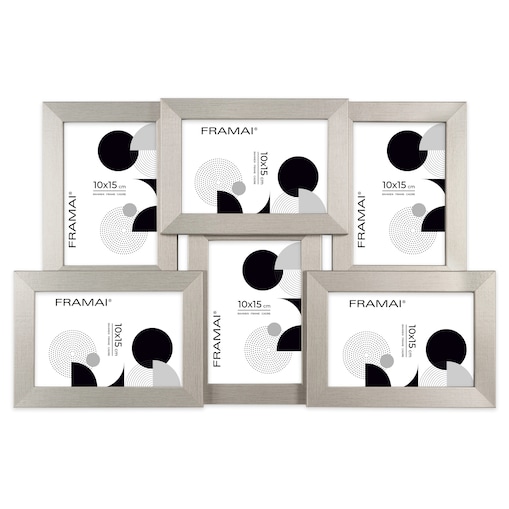 Multirama ramka na zdjęcia 6 zdjęć. Srebrna multirama na sześć zdjęć 10x15 cm Ramka na zdjęcia 6 w 1 MULTI HEN S FRAMAI