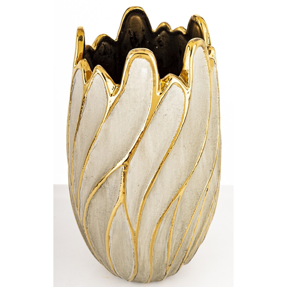 Wazon ceramiczny 37,5x18x18 cm TULIPANO-1 szaro-złoty