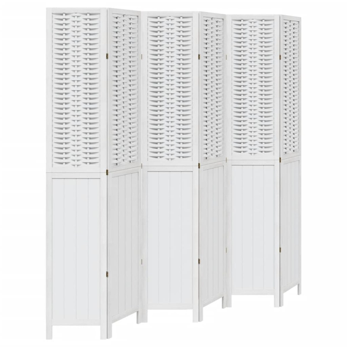 vidaXL Parawan pokojowy, 6-panelowy, biały, lite drewno paulowni