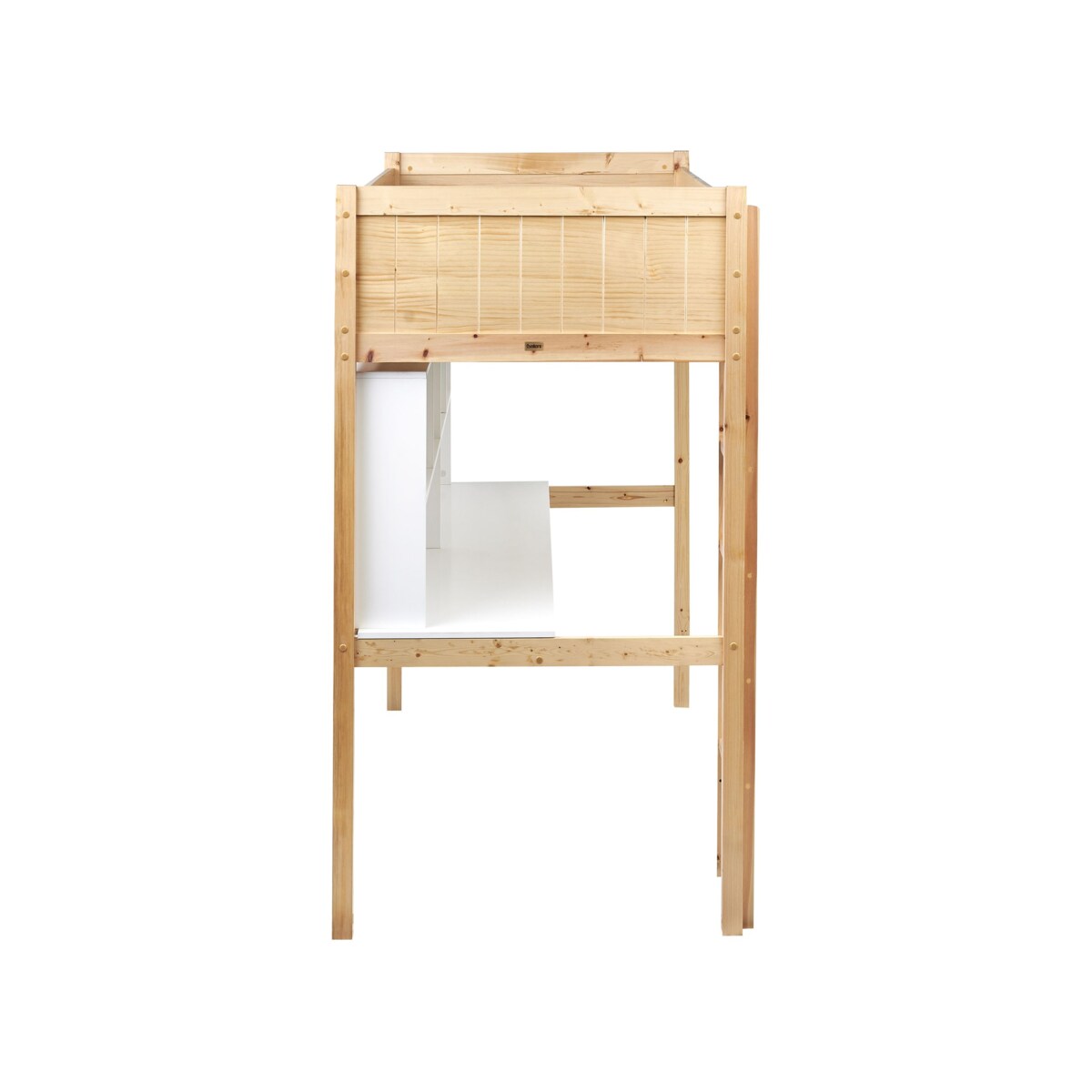 Łóżko na antresoli z biurkiem Drewno sosnowe FOUCAMONT 90 x 200 cm Jasnobrązowy