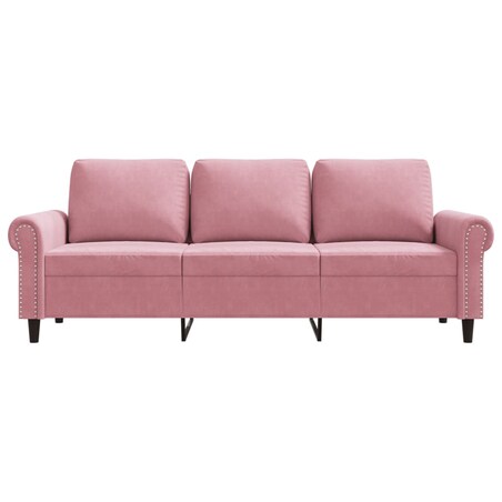 vidaXL Sofa 3-osobowa, różowa, 180 cm, obita aksamitem