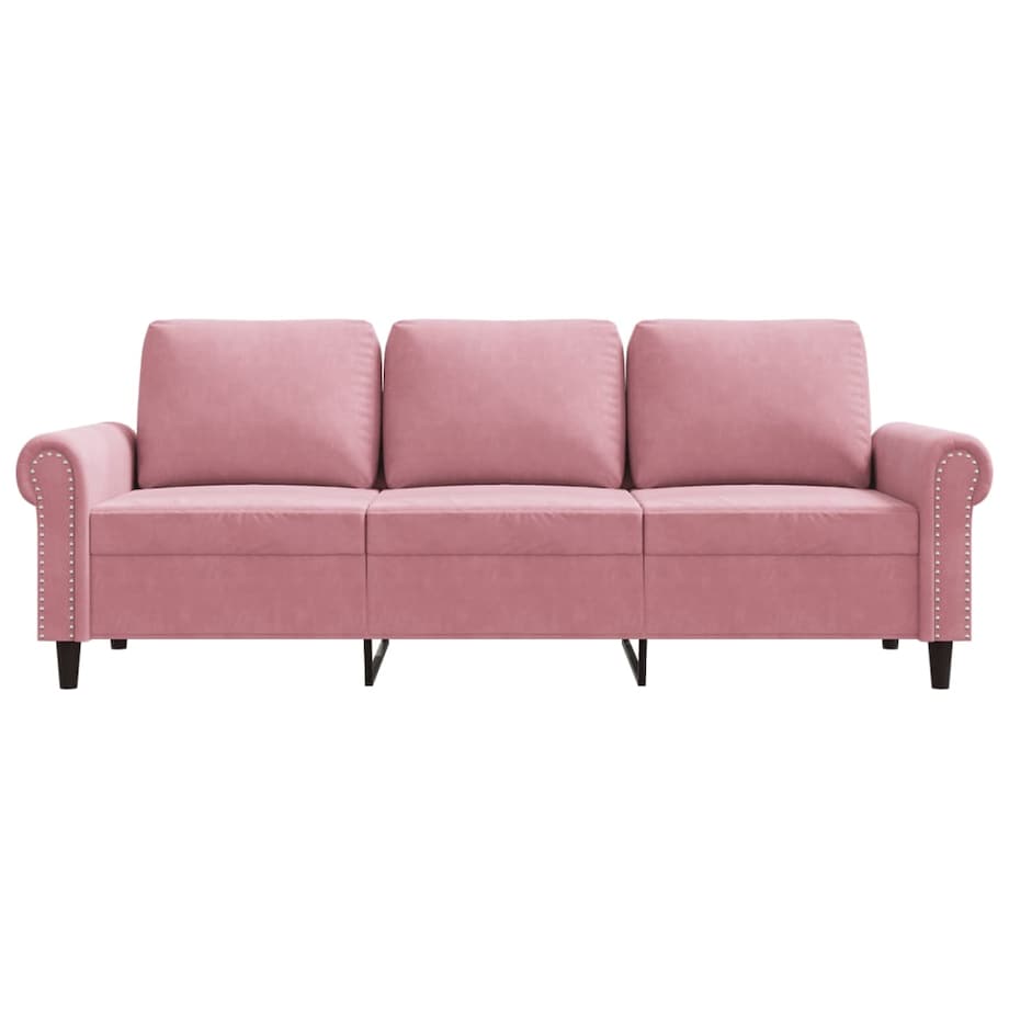 vidaXL Sofa 3-osobowa, różowa, 180 cm, obita aksamitem