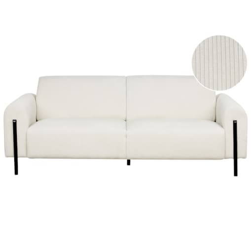 Sofa 3-osobowa sztruksowa biała ASKIM