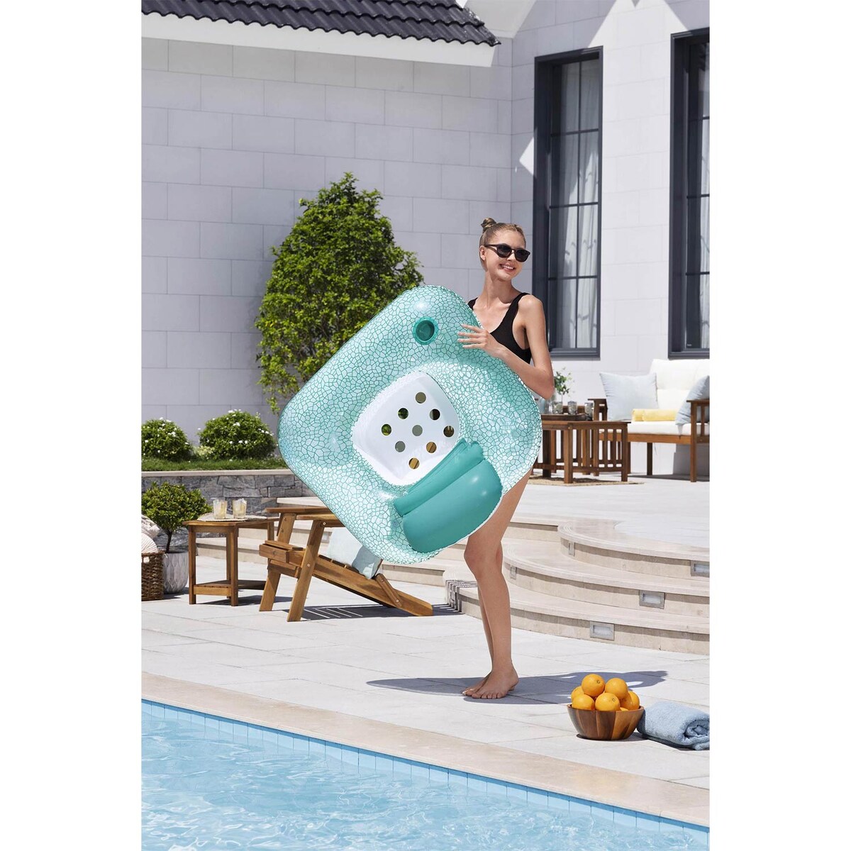 Fotel dmuchany plażowy Bestway 43097N wodny materac do pływania 102x94 cm