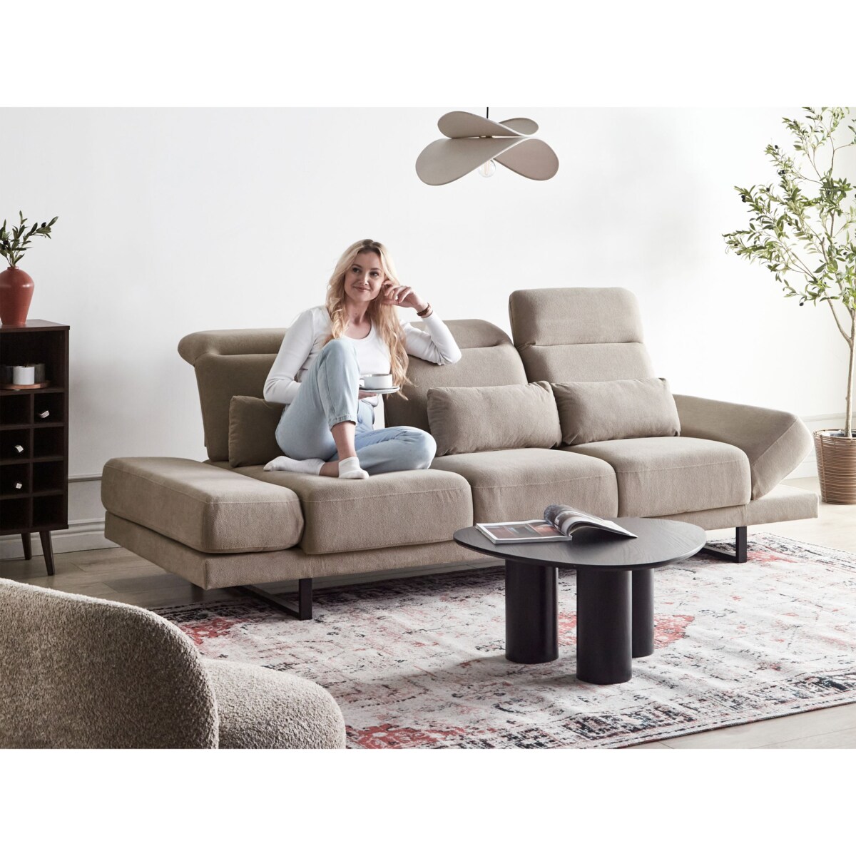 Sofa 3-osobowa beżowoszara IKAST