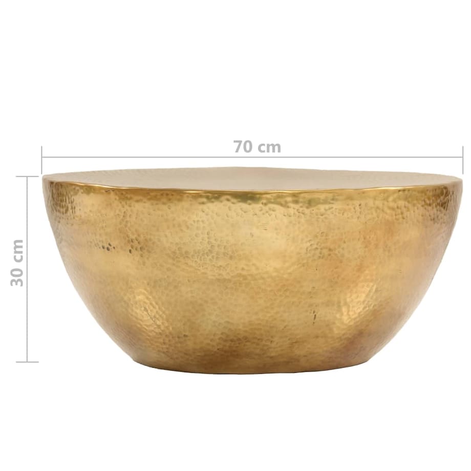 vidaXL Stolik kawowy z młotkowanego aluminium, 70x30 cm, mosiądz