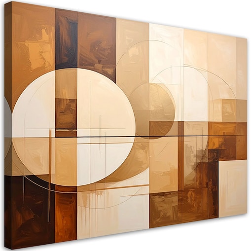 Obraz do salonu sypialni biura, Abstrakcyjne geometryczne formy w beżu