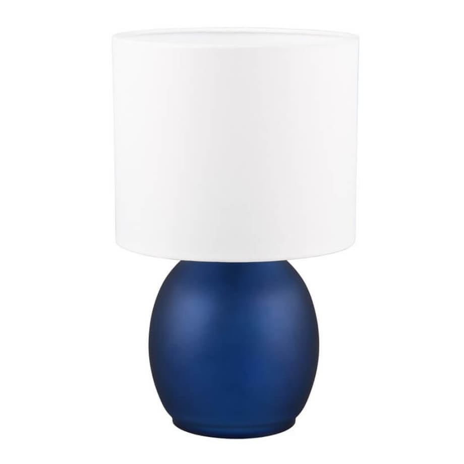 Szklana lampa stojąca Vela 517900112 Trio na komodę biała granatowa
