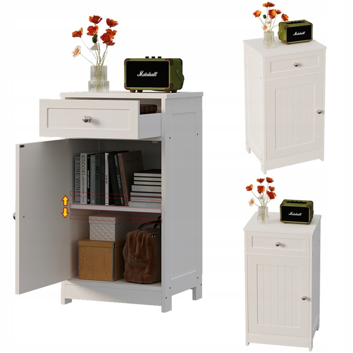 Komoda biała do biura salonu regał szafka z drzwiczkami szuflada loft 76 cm