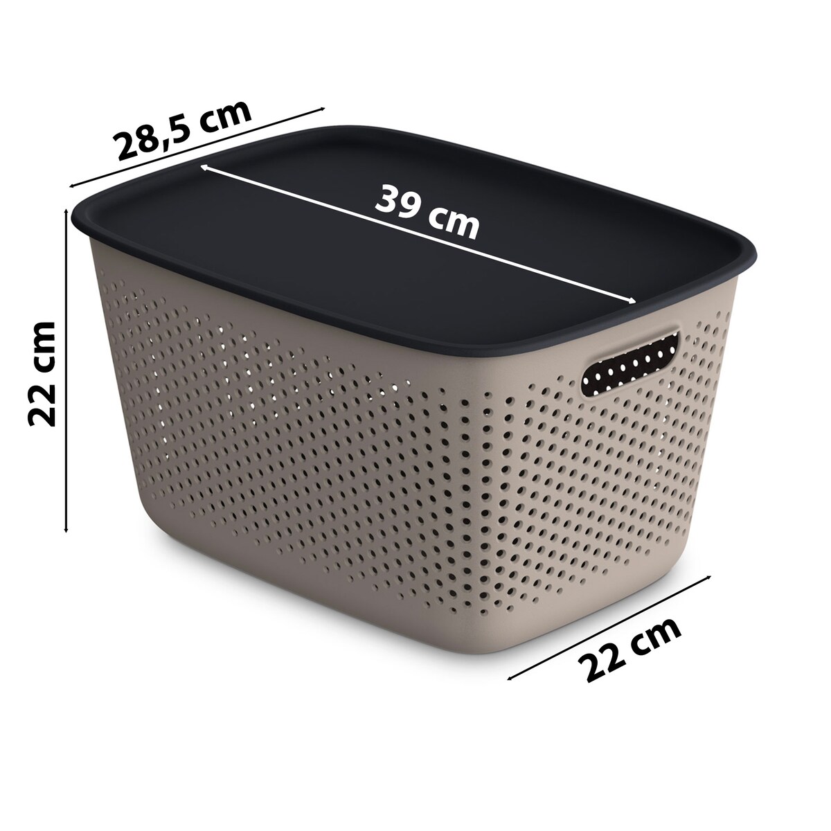 3X Pojemnik Plastikowy Ażurowy Pudełko Z Pokrywą Pojemniki Box 17L Brązowy