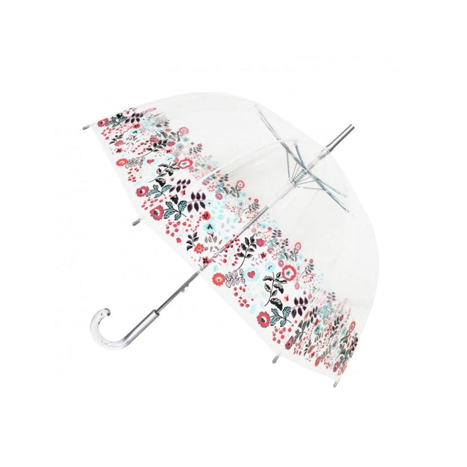 Długi parasol przezroczysty kopuła, kwiaty