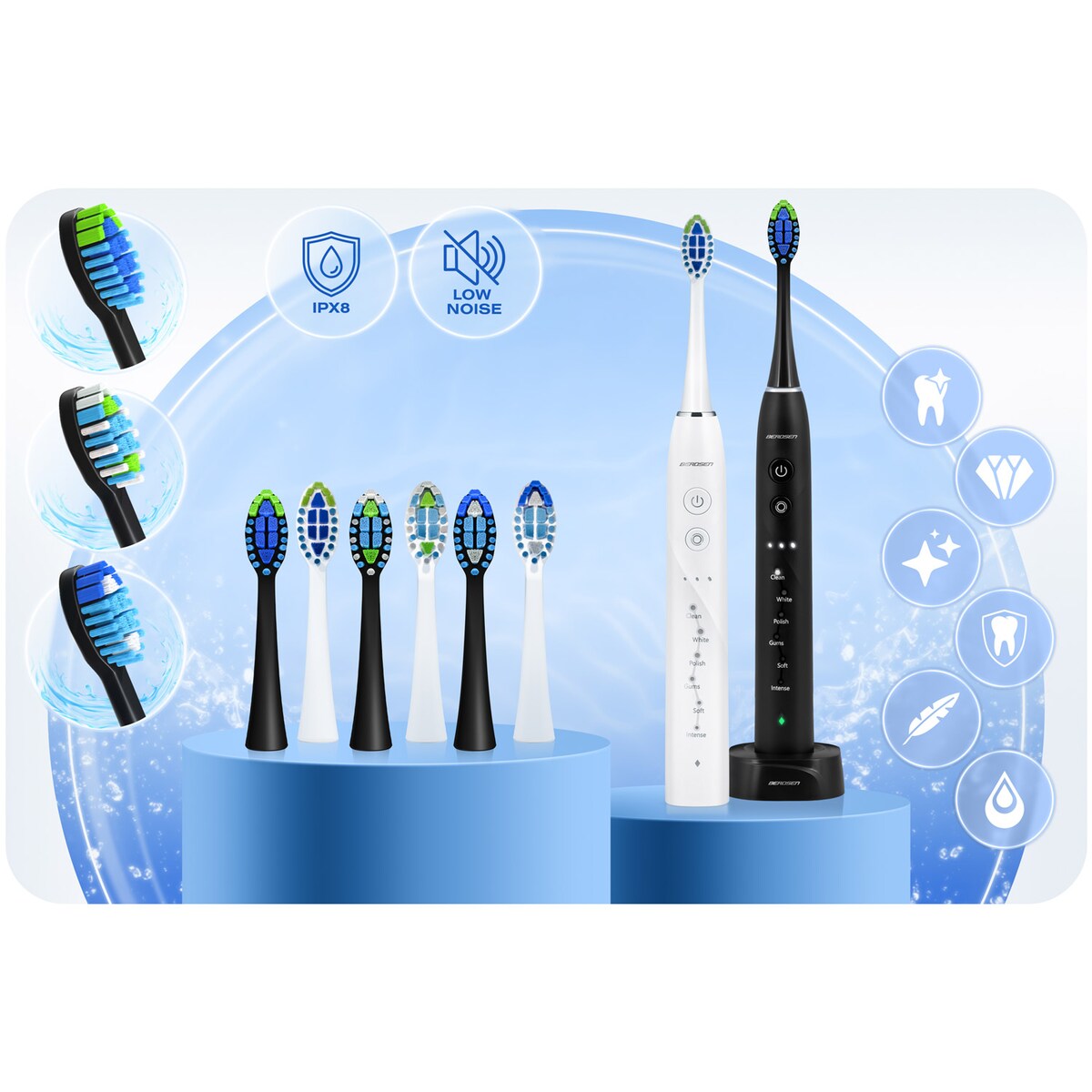 Szczoteczka soniczna do zębów Berdsen Galaxy Duo zestaw 2 szt. 322020