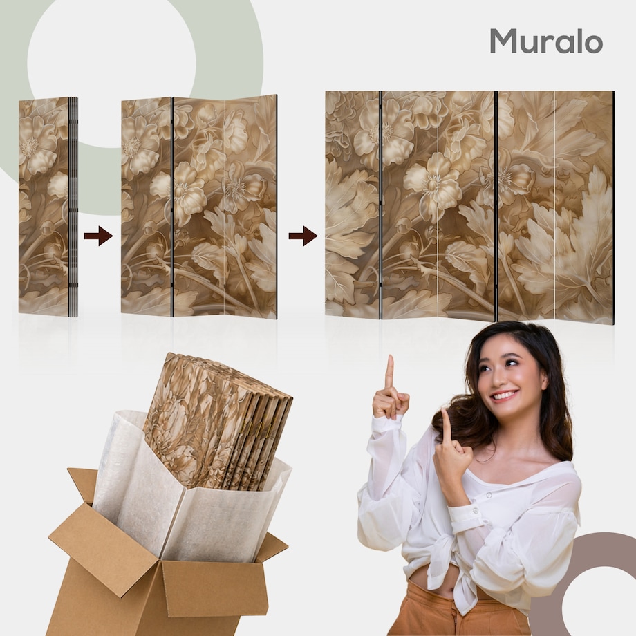 Parawan Dwustronny Barokowe Ornamenty 225x172cm