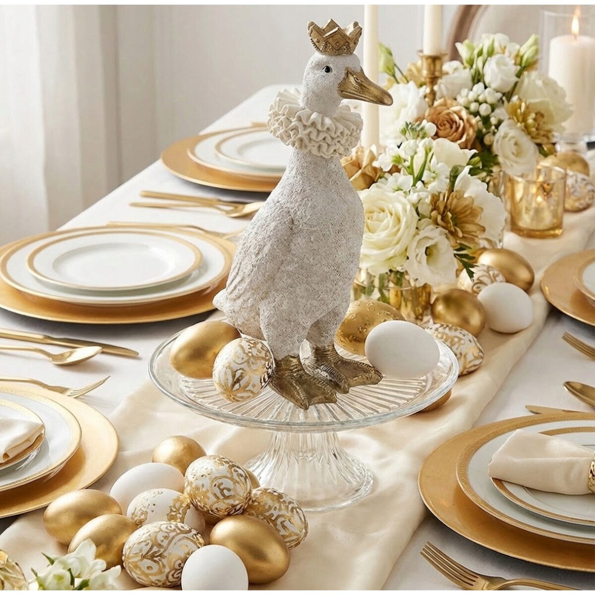 KACZKA FIGURKA KACZOR GĘŚ WIELKANOCNA NA WIELKANOC PREZENT DEKORACJA BIAŁA