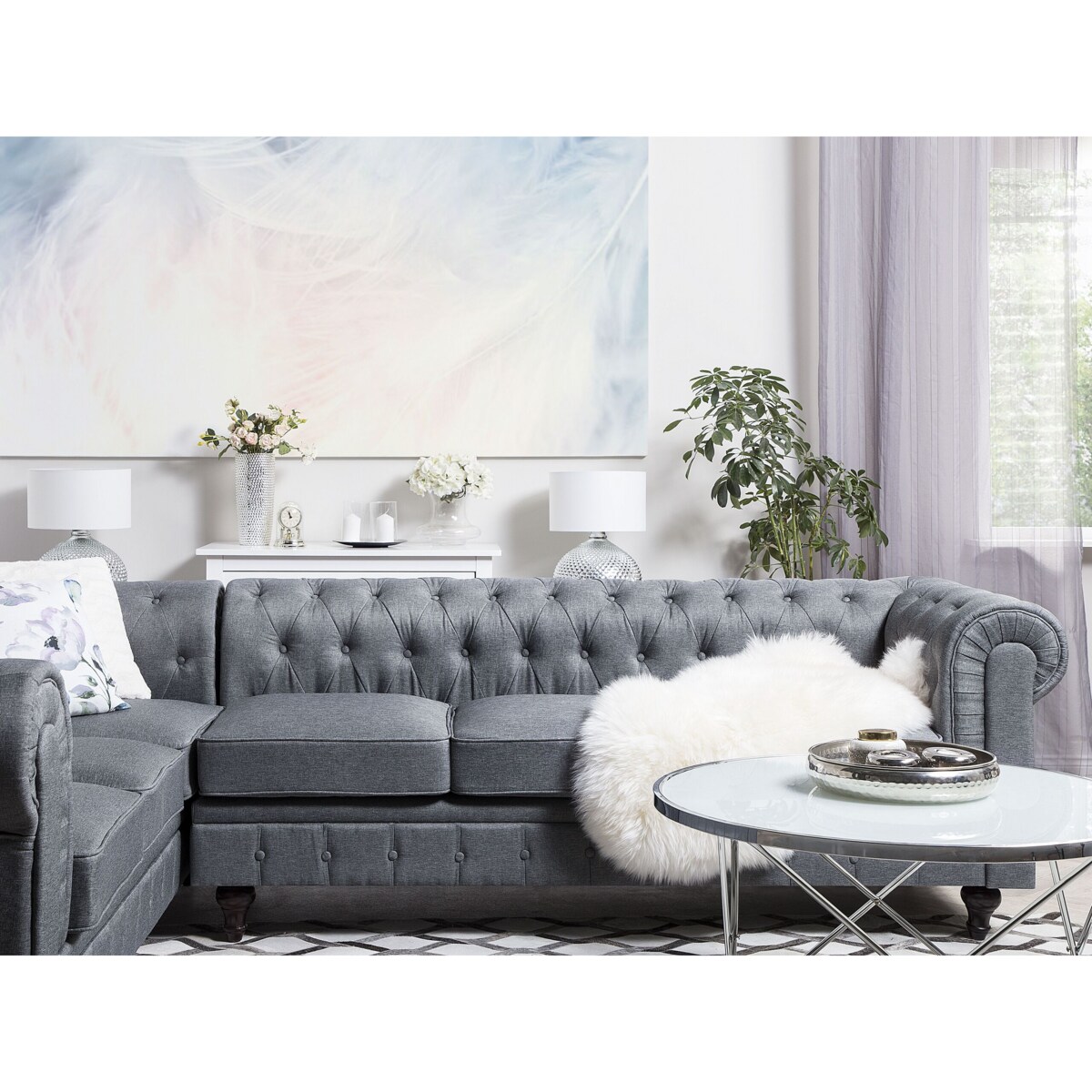 Narożnik prawostronny szary CHESTERFIELD