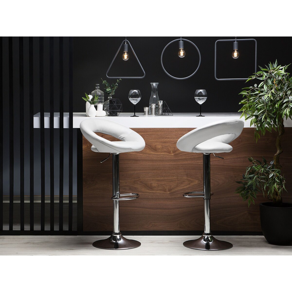 Zestaw 2 hokerów barowych regulowanych ekoskóra biały PEORIA