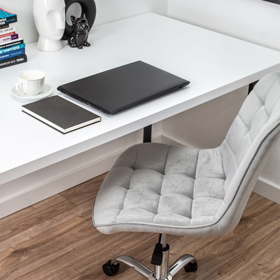 Fotel biurowy krzesło obrotowe regulowane welurowe szare