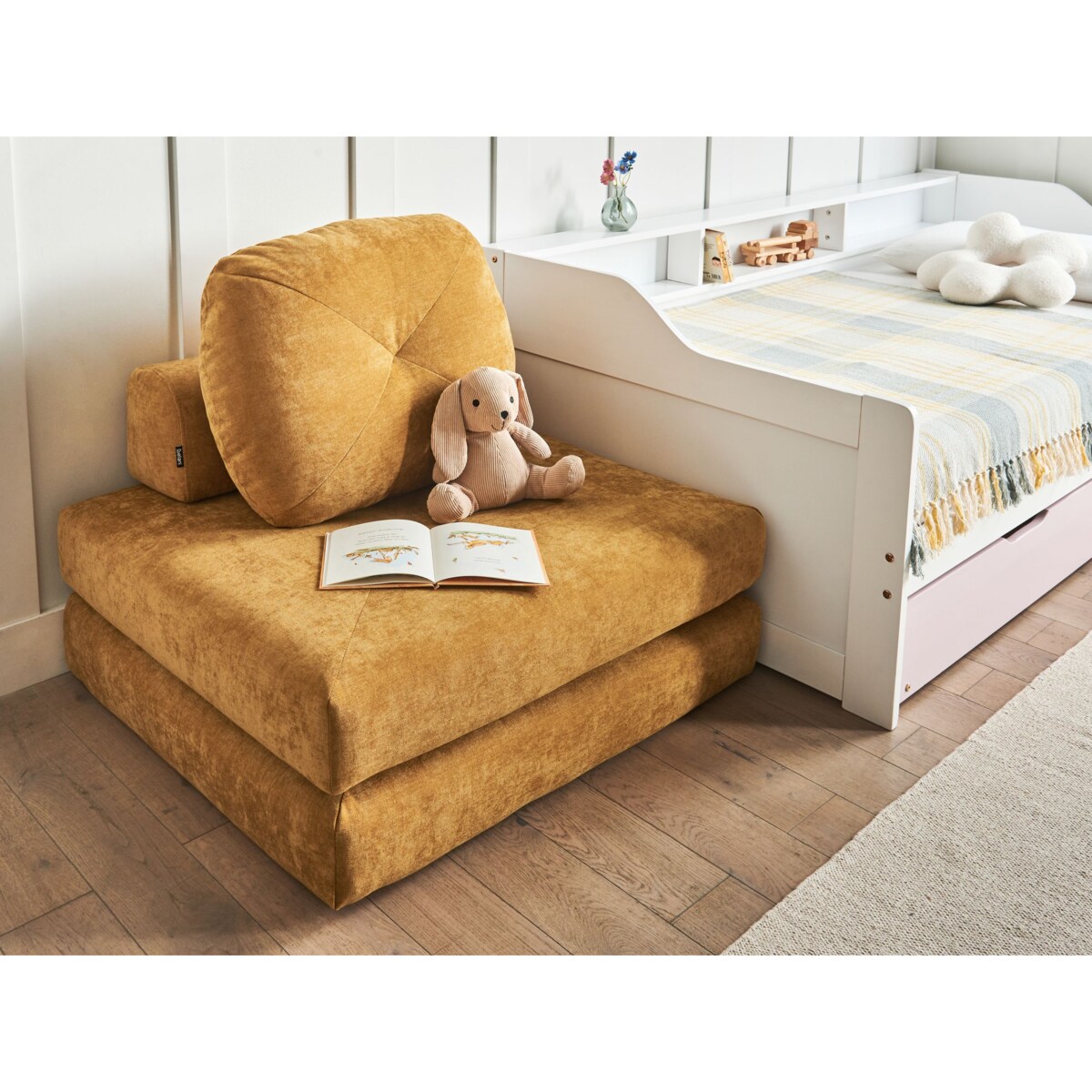 Sofa rozkładana jednoosobowa OLDEN Musztardowy