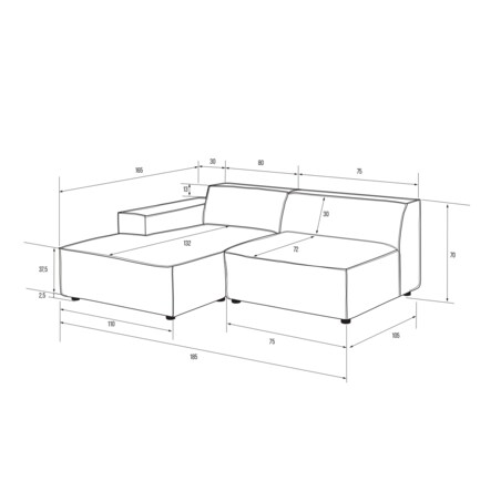 Narożnik 3 osobowy lewy Modularis - Jasny Beż