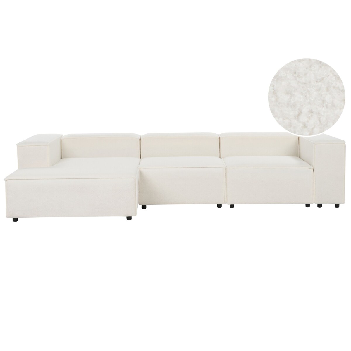 Narożnik modułowy ARDAL Boucle Biały dla 3 osób Prawostronny