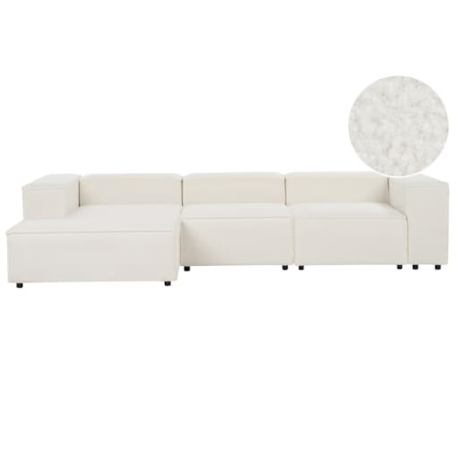 Narożnik modułowy ARDAL Boucle Biały dla 3 osób Prawostronny