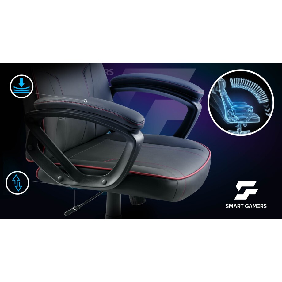 Fotel gamingowy obrotowy dla gracza Sofotel Furon czarno-czerwony