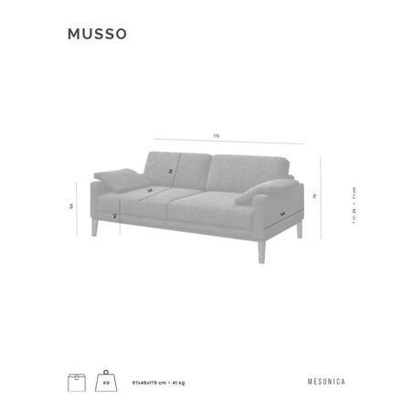 Sofa 2-osobowa Musso brzoskwiniowa