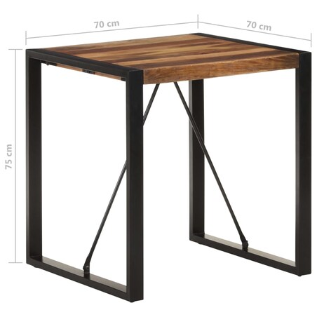 vidaXL Stolik jadalniany, 70x70x75 cm, lite drewno akacjowe