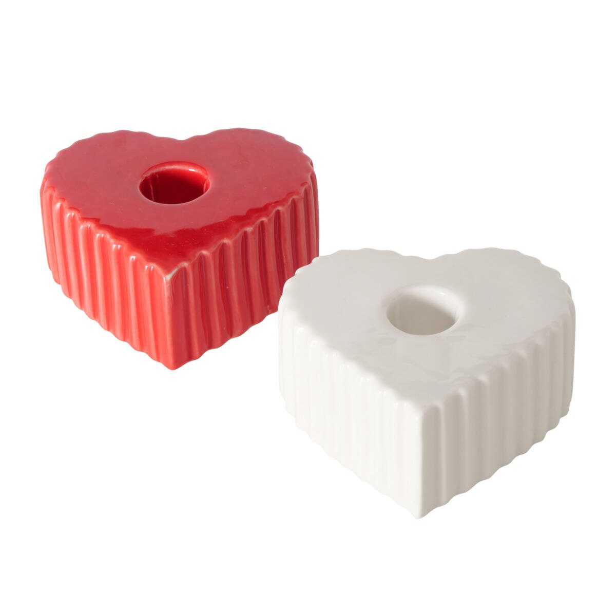 Świecznik ceramiczny na długą świecę w kształcie serca ANIMA, 4 x 9 cm