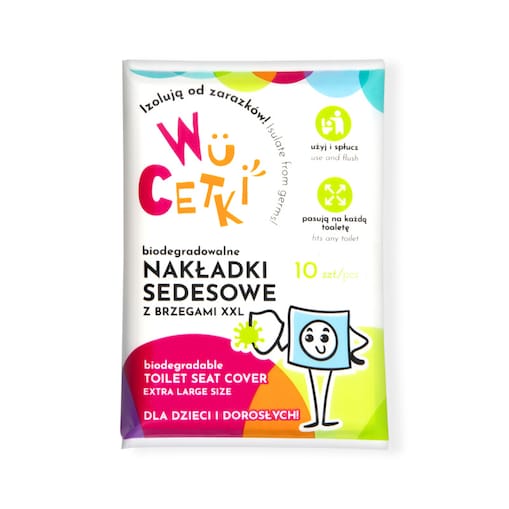 Jednorazowe papierowe nakładki na toaletę z wygodnymi brzegami XXL dla dzieci i dorosłych 10 szt., WuCetki