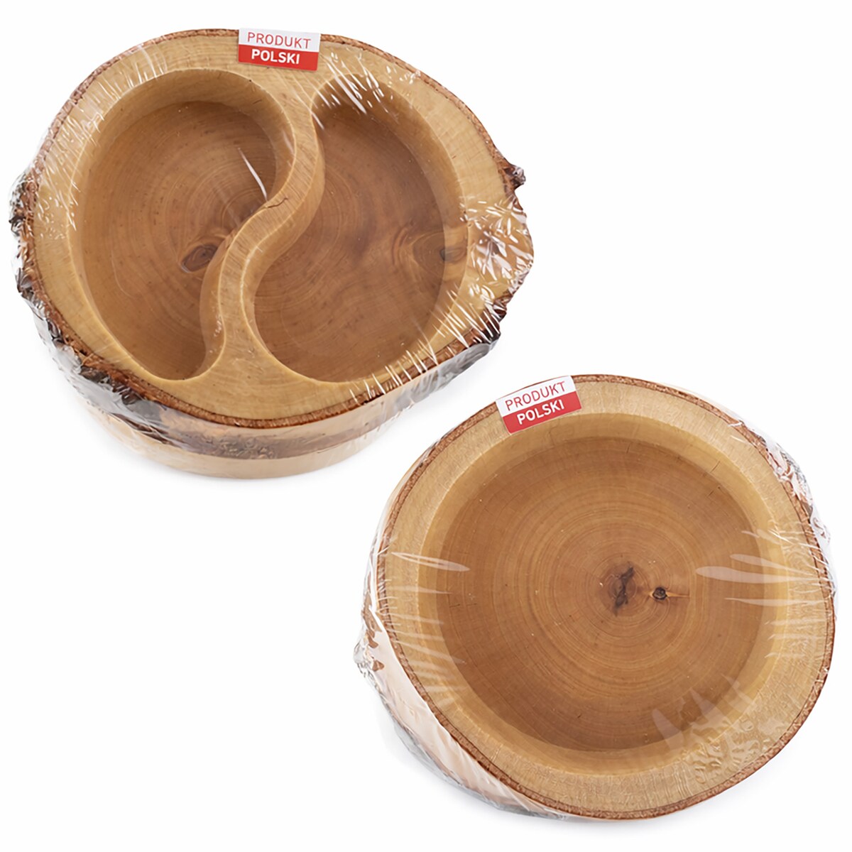 Miski Na Przekąski Drewniane Zestaw 2 Szt Lakierowane Naturalne Drewno
