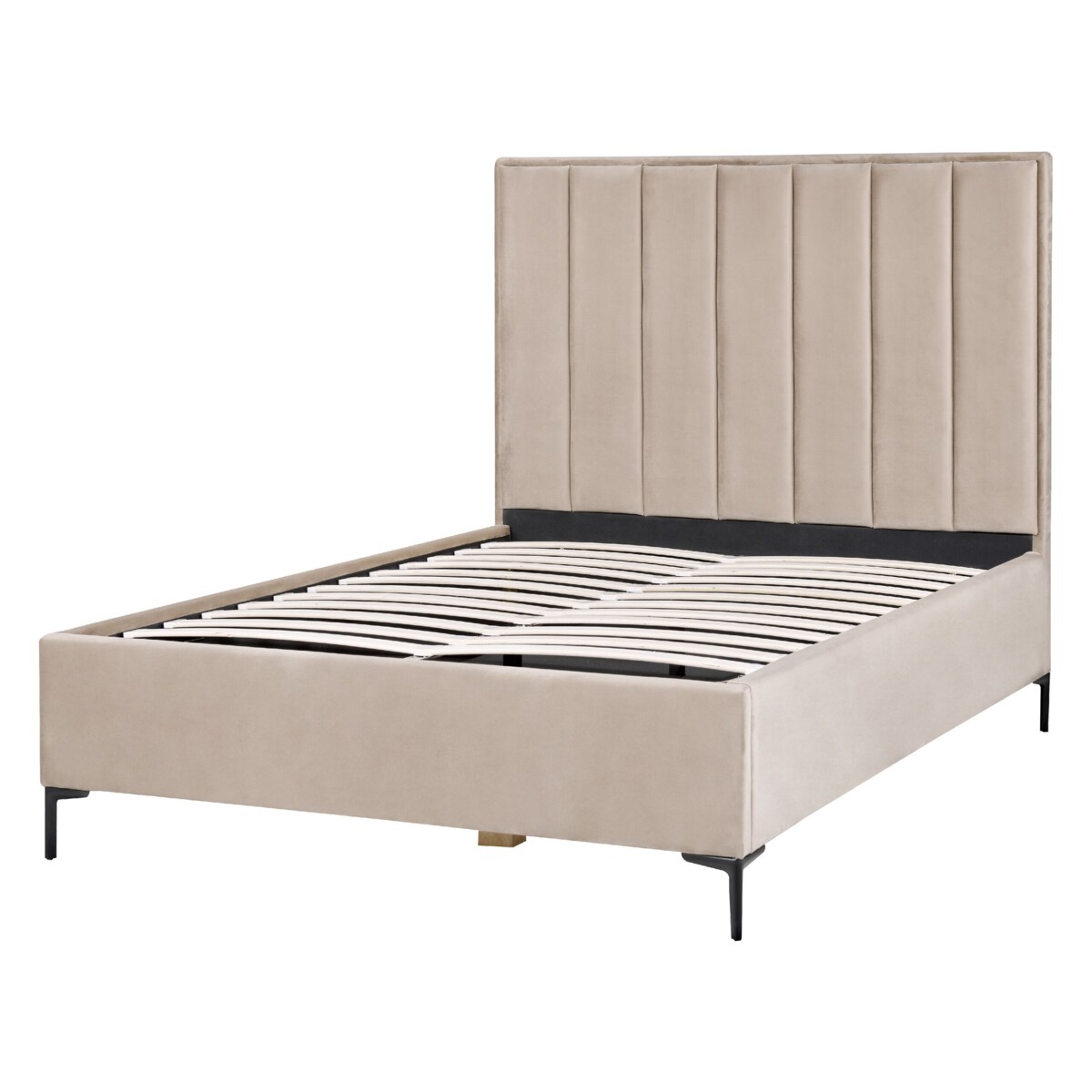 Łóżko z pojemnikiem welurowe 140 x 200 cm szarobeżowe SEZANNE