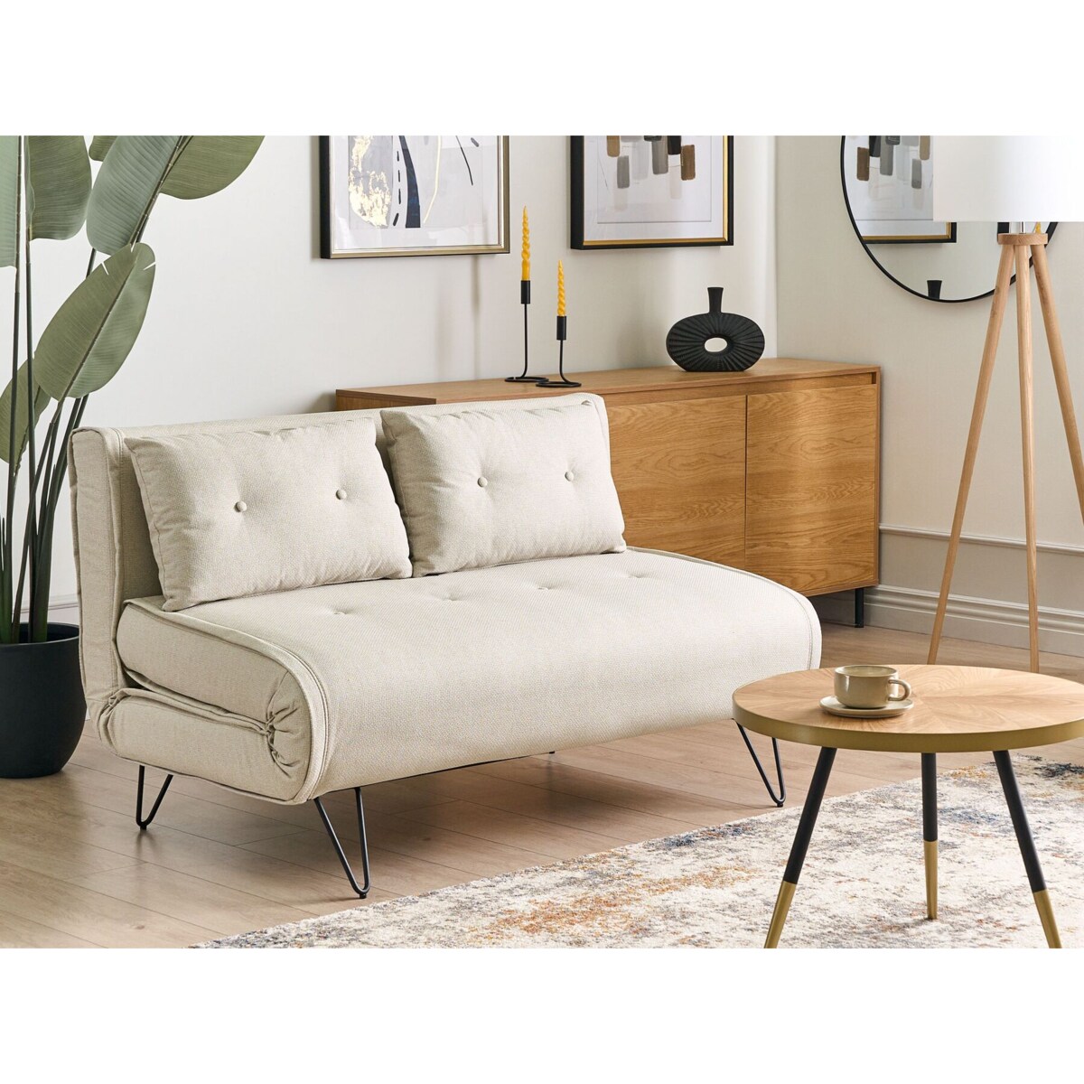 Sofa rozkładana VESTFOLD Jasnobeżowy dla 2 osób