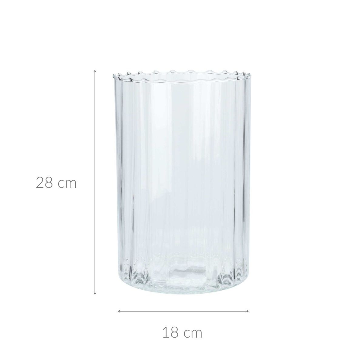 Cylindryczny wazon szklany, Ø 18 x 28 cm